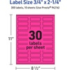image:imageAvery Printable Rectangle Labels Sure Feed Technology 34 x 214 Neon Magenta Labels PrinttoTheEdge LaserInkjet Printable 1200 Total Great for Mailing300 labels