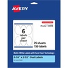 image:imageAvery Matte White Oval Labels Sure Feed Technology 425 x 25 150 Matte White Printable Labels150 Labels