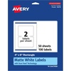 image:imageAvery Matte White Rectangle Labels Sure Feed Technology 4 x 6 50 White Labels PrinttoTheEdge Permanent Adhesive LaserInkjet Printable100 labels