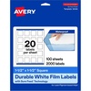image:imageAvery Printable Durable White Square Labels Sure Feed Technology 15 x 15 PrinttotheEdge Waterproof Labels Laser amp PigmentBased Inkjet Compatible 200 Total2 000 labels