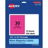 image:imageAvery Printable Rectangle Labels Sure Feed Technology 34 x 214 Neon Magenta Labels PrinttoTheEdge LaserInkjet Printable 1200 Total Great for Mailing300 labels