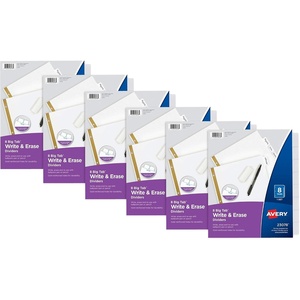 image:imageAvery Big Tab Write amp Erase Paper Dividers with Gold Reinforcement 8Tab Set White 6 Sets 21213