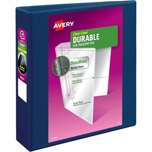 image:imageAvery Durable View 3 Ring Binder 2 Inch Slant Rings 530Sheet Capacity DuraHinge 28 Inch Wide Spine Customizable Clear Covers and Spine 1 Dark Blue Binder 170342 Pack of 6