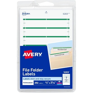 image:imageAvery File Folder Labels on 4 x 6 Sheets Easy Peel WhiteGreen Print or Write 23 x 3716 252 Labels 5203One Size