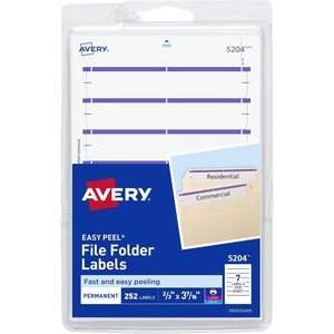image:imageAvery File Folder Labels on 4 x 6 Sheets Easy Peel WhitePurple Print or Write 23 x 3716 252 Labels 5204