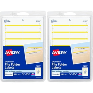 image:imageAvery File Folder Labels on 4 x 6 Sheets Easy Peel WhiteYellow Print or Write 23 x 3716 252 Labels 5209252 Count Pack of 2