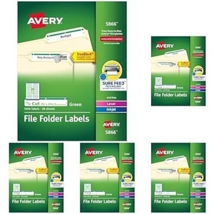 image:imageAvery Green File Folder Labels for Laser and Inkjet Printers with TrueBlock Technology 23 inches x 3716 inches Box of 1500 58665