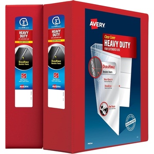 image:imageAvery HeavyDuty Clear View 3 Ring Binders 3 Inch EZD Rings 2Pack of Red Binders 39701Red