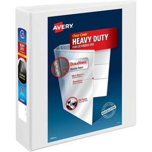 image:imageAvery HeavyDuty View 3 Ring Binder 15 One Touch Slant Rings Holds 85 x 11 Paper 1 White Binder 054042