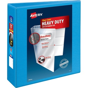 image:imageAvery HeavyDuty View 3 Ring Binder 3 One Touch Slant Rings Holds 85 x 11 Paper 1 Light Blue Binder 056013