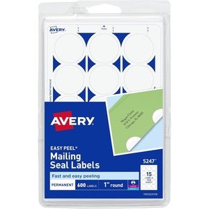 image:imageAvery Mailing Seals 1 Round Labels White 600 Printable Mailing Labels 05247600 Count Pack of 1
