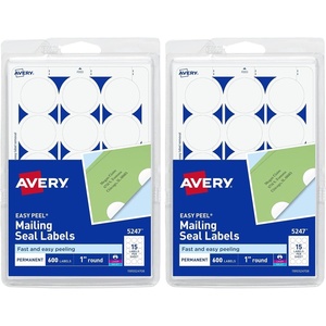 image:imageAvery Mailing Seals 1 Round Labels White 600 Printable Mailing Labels 05247600 Count Pack of 2