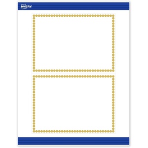image:imageAvery Printable Rectangle Invitation Cards Gold MultiLined Border 5 x 7 Matte White LaserInkjet 20ct Great for Invitation CardsGold Beads