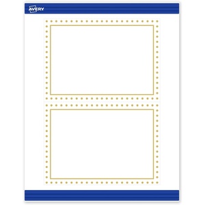 image:imageAvery Printable Rectangle Invitation Cards Gold MultiLined Border 5 x 7 Matte White LaserInkjet 20ct Great for Invitation CardsGold Border with Gold Dots