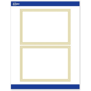 image:imageAvery Printable Rectangle Invitation Cards Gold MultiLined Border 5 x 7 Matte White LaserInkjet 20ct Great for Invitation CardsMultiLined Gold Border
