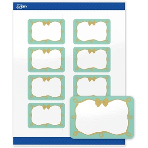 image:imageAvery Printable Rectangle Labels Gold Double Border Florals 2 x 3 Glossy White Rectangle Labels Permanent LaserInkjet 80ct Great for Product MerchandisingMint Border W Gold Bow