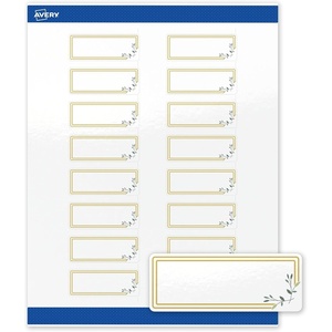 image:imageAvery Printable Rectangle Labels Sure Feed Technology Blue Border Gold Dots Design 1 x 258 Glossy White Permanent Adhesive LaserInkjet 160 Total Great for AddressingDouble Gold Border With Florals