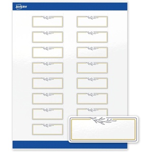 image:imageAvery Printable Rectangle Labels Sure Feed Technology Blue Border Gold Dots Design 1 x 258 Glossy White Permanent Adhesive LaserInkjet 160 Total Great for AddressingGold  Navy Border With Florals