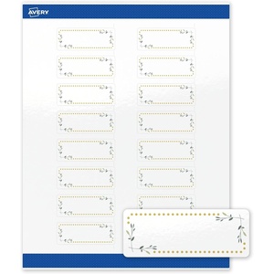 image:imageAvery Printable Rectangle Labels Sure Feed Technology Blue Border Gold Dots Design 1 x 258 Glossy White Permanent Adhesive LaserInkjet 160 Total Great for AddressingGreen Florals With Gold Dots