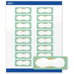 image:imageAvery Printable Rectangle Labels Sure Feed Technology Blue Border Gold Dots Design 1 x 258 Glossy White Permanent Adhesive LaserInkjet 160 Total Great for AddressingMint Border W Gold Bow