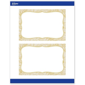 image:imageAvery Printable Rectangle Postcards Gold MultiLined Border 4 x 6 Matte White LaserInkjet 20ct Great for PostcardsFlourished Metallic Gold Florals