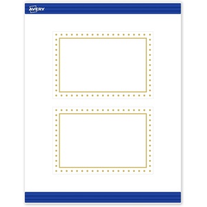 image:imageAvery Printable Rectangle Postcards Gold MultiLined Border 4 x 6 Matte White LaserInkjet 20ct Great for PostcardsGold Border with Gold Dots