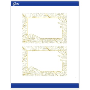 image:imageAvery Printable Rectangle Postcards Gold MultiLined Border 4 x 6 Matte White LaserInkjet 20ct Great for PostcardsGold Monstera Leaves