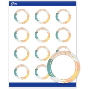 image:imageAvery Printable Round Cards Sure Feed Technology 2 Diameter Matte White with Blue Border Gold Dots Design Laser amp Inkjet Compatible 120 Total Great for Branding Weddings and MoreColor Block with Metallic Gold Veins