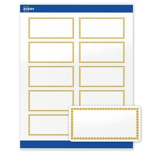 image:imageAvery Printable Shipping Labels 2 x 4 Glossy White Labels with Gold Beads Design Permanent Adhesive Laser amp Inkjet Compatible 100 Total Great for Shipping Branding and WeddingsGold Beads