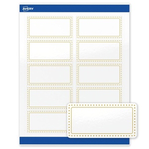 image:imageAvery Printable Shipping Labels 2 x 4 Glossy White Labels with Gold Beads Design Permanent Adhesive Laser amp Inkjet Compatible 100 Total Great for Shipping Branding and WeddingsGold Border With Gold Dots