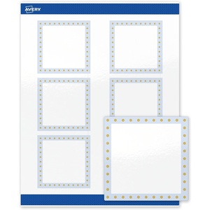 image:imageAvery Printable Square Labels Gold Dots Green Florals 3 x 3 Glossy White Square Labels Permanent LaserInkjet 60ct Great for Product MerchandisingBlue Border With Gold Dots