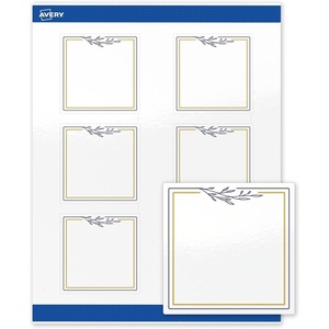 image:imageAvery Printable Square Labels Gold Dots Green Florals 3 x 3 Glossy White Square Labels Permanent LaserInkjet 60ct Great for Product MerchandisingGold  Navy Border With Florals