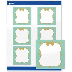image:imageAvery Printable Square Labels Gold Dots Green Florals 3 x 3 Glossy White Square Labels Permanent LaserInkjet 60ct Great for Product MerchandisingMint Border W Gold Bow
