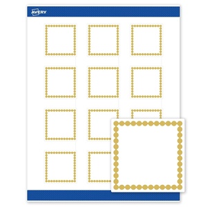 image:imageAvery Printable Square Labels Gold Edge Dots 2 x 2 Matte White Square Labels Permanent LaserInkjet 120ct Great for Product MerchandisingGold Beads