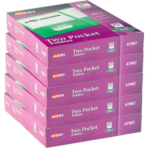 image:imageAvery Two Pocket Folders Holds up to 40 Sheets Business Card Slot 25 Green Folders 47987125 folders