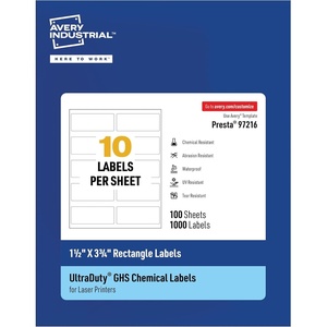 image:imageAvery UltraDuty GHS Labels Waterproof 2 X 3 White Rectangle Labels  200 Total Use with Laser Printers15 x 375