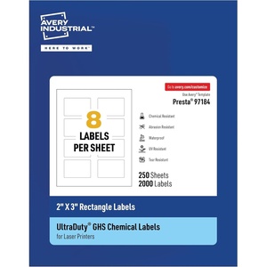 image:imageAvery UltraDuty GHS Labels Waterproof 2 X 3 White Rectangle Labels  200 Total Use with Laser Printers2 X 3