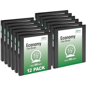 image:imageOffice Essentials Economy View 3 Ring Binders 05 Round Rings 07 Spine 100Sheet Capacity Black Binders 12Pack of 034230