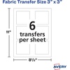 image:imageAvery Dark Transfer Paper for TShirts 3 x 3 Pre DieCut IronOn Square Transfers PrinttotheEdge 3 Sheets of Heat Transfer Paper 18 Total 02231