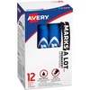image:imageAvery MarksALot Permanent Markers Regular DeskStyle Size Chisel Tip Water and Wear Resistant 12 Blue Markers 07886