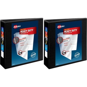 image:imageAvery HeavyDuty View 3 Ring Binder 3 Inch One Touch Slant Rings 35 Spine 1 Black Binder 79100One Size Pack of 2