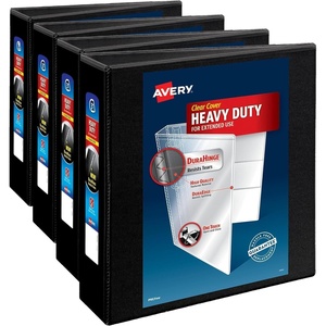 image:imageAvery HeavyDuty View 3 Ring Binder 3 Inch One Touch Slant Rings 35 Spine 1 Black Binder 79100One Size Pack of 4