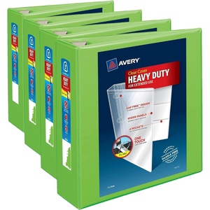 image:imageAvery HeavyDuty View 3 Ring Binder 3 One Touch EZD Rings 670Sheet Capacity 35 Inch Wide Spine Great for Home School Supplies Office or Organization Needs 1 Chartreuse Binder 797793 Pack of 4