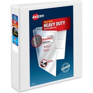 image:imageAvery HeavyDuty View 3 Ring Binder 3 One Touch Slant Rings White Perfect Trading Card Binder 7979315