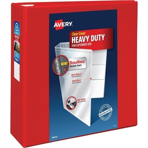 image:imageAvery HeavyDuty View 3 Ring Binder 4 Inch One Touch EZD Rings 45 Inch Spine 1 Red Binder 793260