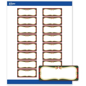 image:imageAvery Printable Christmas Address Labels with Sure Feed Technology Rectangle 1 x 258 PrePrinted Green amp Metallic Gold Border Design Matte White Laser amp Inkjet Compatible 160 TotalPlaid Border W Metallic Gold Frame