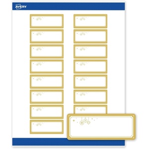 image:imageAvery Printable Christmas Address Labels with Sure Feed Technology Rectangle 1 x 258 PrePrinted Green amp Metallic Gold Border Design Matte White Laser amp Inkjet Compatible 160 TotalMetallic Gold Hanging Ornaments
