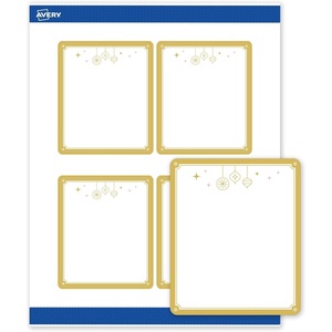 image:imageAvery Printable Christmas Labels with Sure Feed Technology Rectangle 4 x 313 PrePrinted Metallic Gold Border with Holly Design Matte White Laser amp Inkjet Compatible 40 TotalMetallic Gold Hanging Ornaments