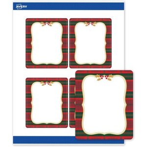 image:imageAvery Printable Christmas Labels with Sure Feed Technology Rectangle 4 x 313 PrePrinted Metallic Gold Border with Holly Design Matte White Laser amp Inkjet Compatible 40 TotalPlaid Border W Metallic Gold Frame