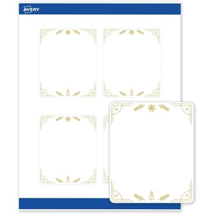 image:imageAvery Printable Christmas Labels with Sure Feed Technology Rectangle 4 x 313 PrePrinted Metallic Gold Border with Holly Design Matte White Laser amp Inkjet Compatible 40 TotalMetallic Gold Christmas Trees